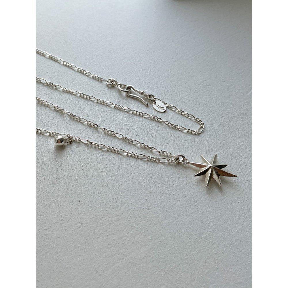 Silver Stella Ball Point Figaro Chain Necklace_Mvn20