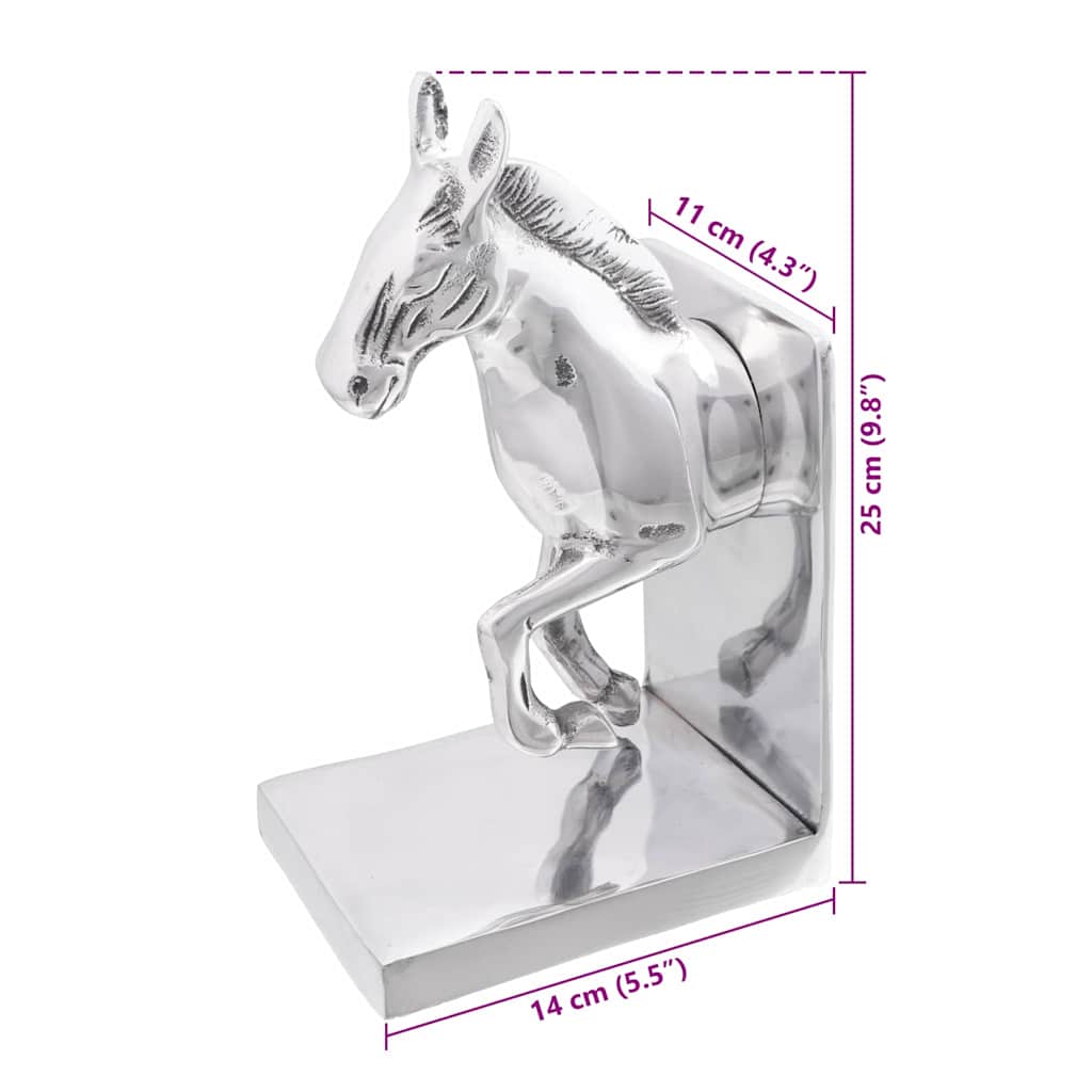 Bookends 2 pcs Silver 11 x 14 x 25 cm Aluminum