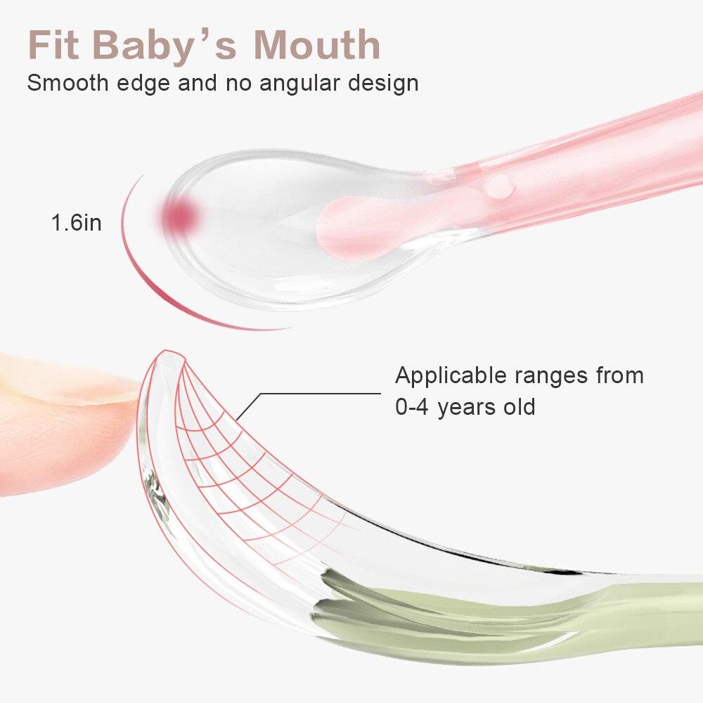 Силиконовая ложка для кормления детей, детский набор столовых приборов, мягкие ложки, посуда, посуда для детей, набор для кормления, датчик температуры