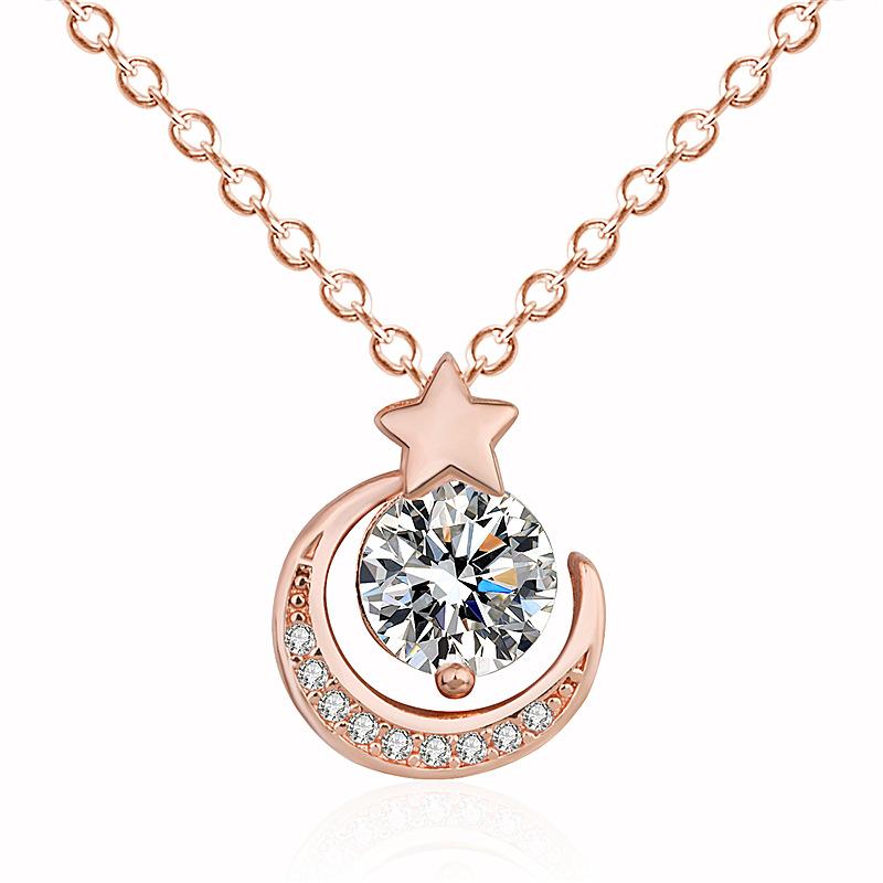 Корейская версия ожерелье с луной, женская цепочка на ключицу для подруги, простой темпераментный кулон со звездой и вспышкой