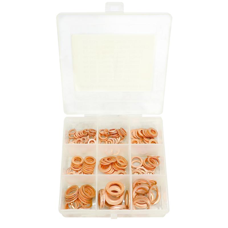 Copper Gasket Boxed Multistandard O Shaped Copper Gasket Combination Oil Plugging and Sealing Ring Combination 1 Box 200pcs
