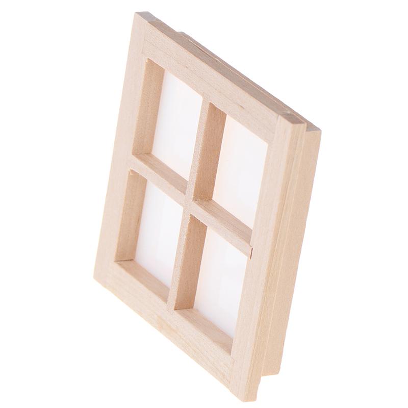 1:12 Dollhouse Miniature Wooden 4 Pane Window Diy Accessories