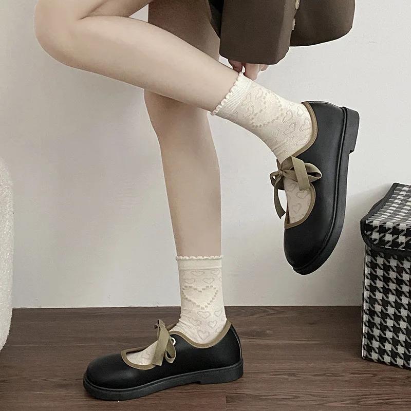 Французские туфли с коротким носком, коричневые, с круглым носком, на плоской подошве, женские винтажные туфли Мэри Джейн, повседневные студенческие кожаные туфли на шнуровке