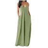 Fashion Women Sexy Plus Size Solid Sleeveless  Pockets Camisole Long Dress