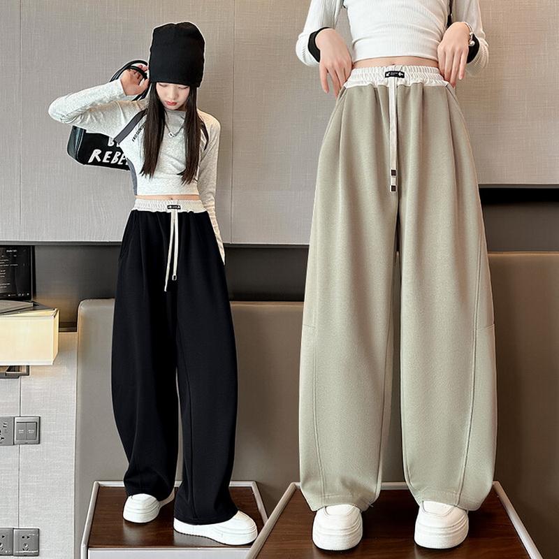 Girls Wide Leg Pants Kids Fashion Loose Pants Children Straight Sweatpants 2024 High Waisted Spring Autumn Casual Trousers