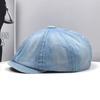Washed Denim Beret Men'S Retro Cap Foreign Trade Hat Men'S And Women'S Cotton Curved Brim Octagonal Hat Forward Hat