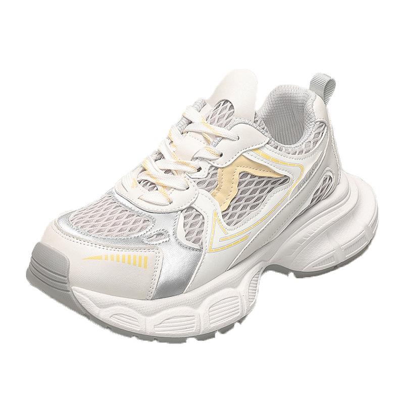 Женские новые весенне-летние сетчатые повседневные кроссовки для бега, универсальная обувь на толстой подошве, дышащая, в тренде