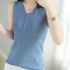 Женская блузка большого размера без рукавов из ледяного шелка с короткими рукавами и V-образным вырезом, верхняя часть, жилет