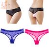 Women Mesh Perspective Briefs Seamless Letter Low Rise G-String Thongs Solid