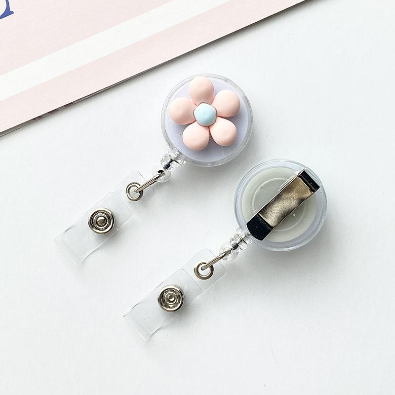 Женский милый цветок выдвижной значок катушка для удостоверения личности шнурок для имени белый воротник держатель для бейджа катушки брелок держатель для карт аксессуары