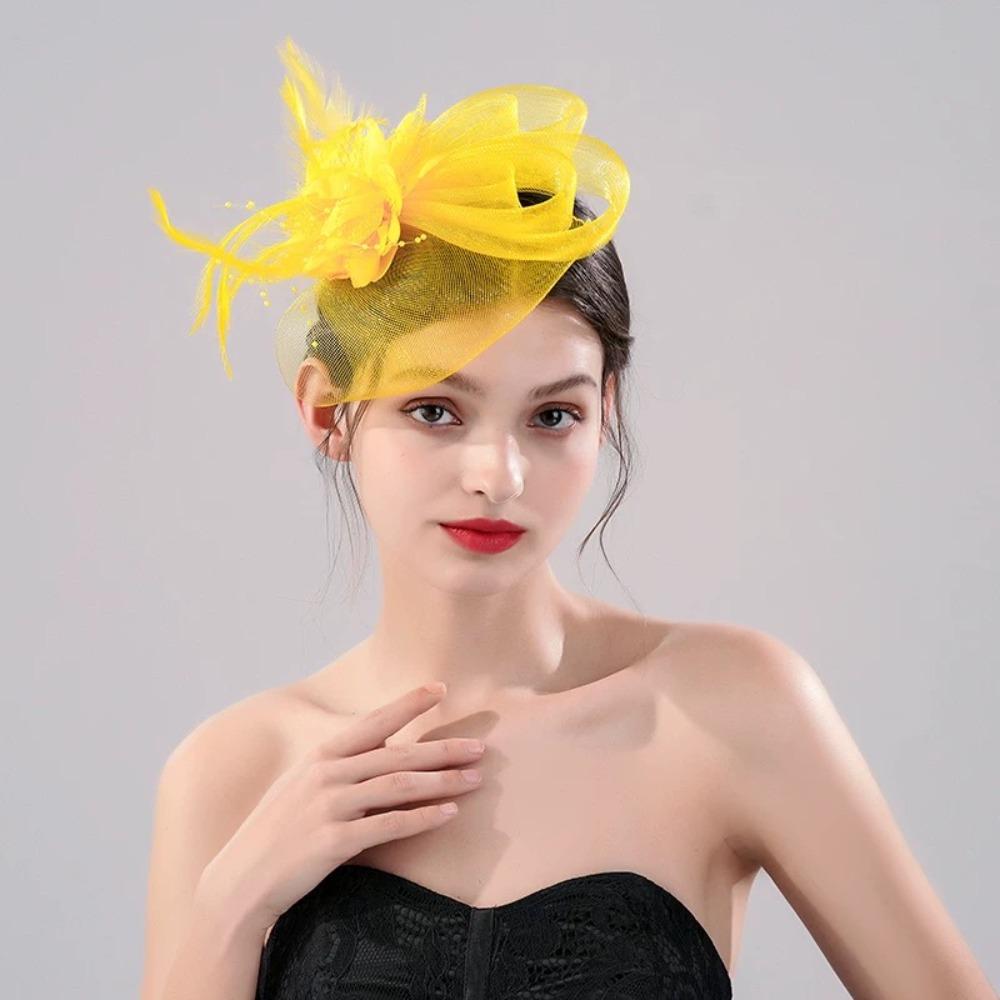 Formal Dress Fascinator Headdress Luxury Bridal Mesh Ribbons Cap Birthday