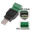 Разъем USB 2.0 типа A на 5-контактную винтовую клемму, штекерный и гнездовой, разъем USB2.0 с экраном