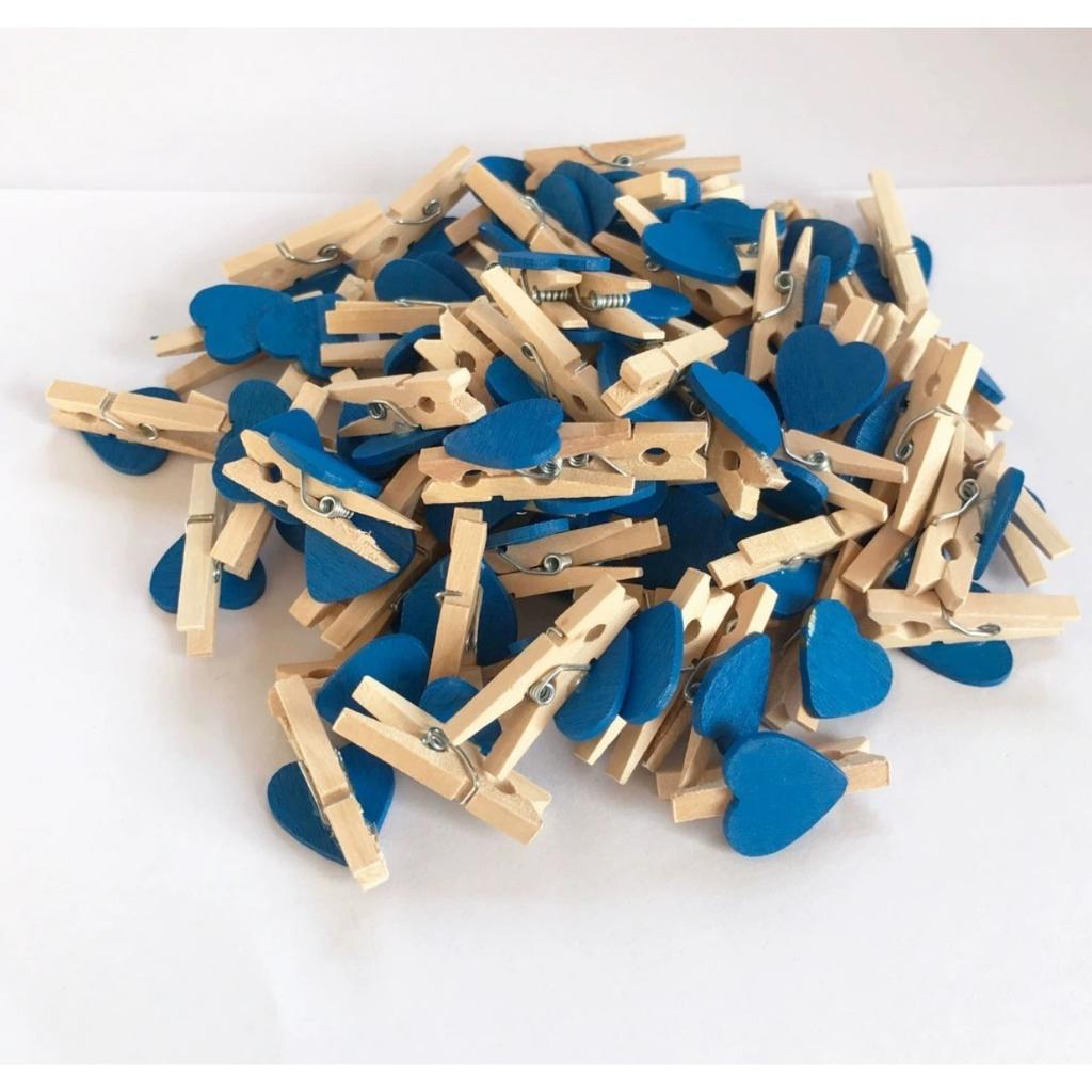 100pcs Photo Clips Heart Wooden Mini Clothes Pins for Scrapbooking, Arts & Crafts, Hanging Photos