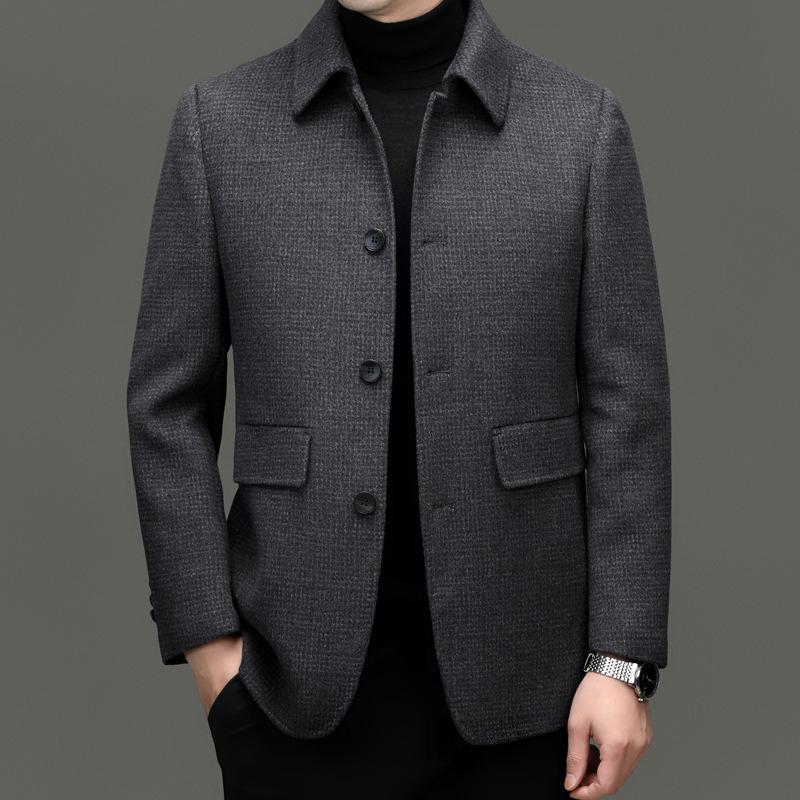 Men's Double-sided Woolen Woolen Coat Mid-length Thickened Down Lining Winter Daddy Lapel Cashmere Coat