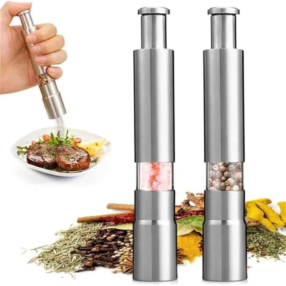 Thumb Push Button Pepper Grinder Stainless Steel Thumb Push Grinder  Barbecue Seasoning
