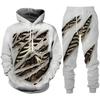 Personality Skull 3D Print Men's Tracksuit Set Gothic Punk Hoodie/Zipper Sweatshirt/Pants/Suit Cool Halloween Streetwear Clothes