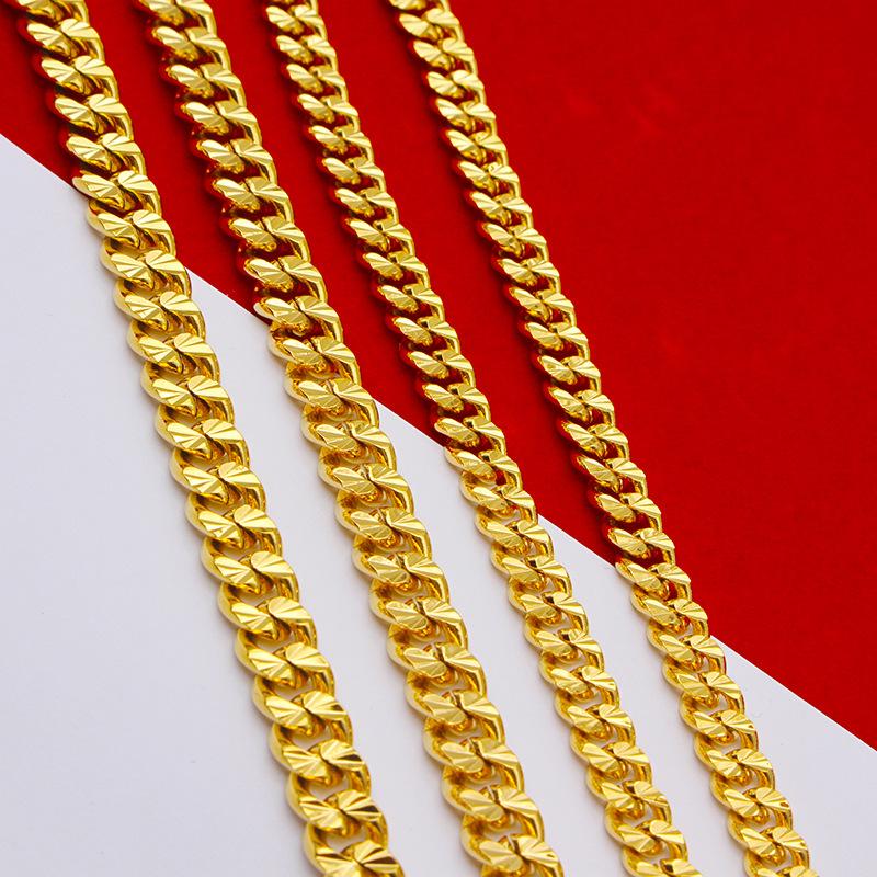 Простое песочно-золотое ожерелье NK для мужчин, позолоченное, для женщин, толстое ожерелье с кубинской цепочкой