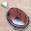 Подвеска из красного дерева, обсидиана, драгоценного камня, серебряное украшение ручной работы, 2 дюйма