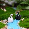 2PCS/Set DIY Statue Micro Landscape Home Decor Miniature Animal Swan Figurine Goose Model