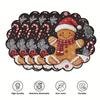 38cm Christmas Circular Waves Placemats Non Slip Heat Resistant Table Mats Christmas Decor Tablecloth