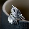 Retro Big Leaf Ring For Men Women Zinc Alloy Color Punk Gothic Adjustable Open Ring Unisex Alloy Zircon Trendy Accessories Gift