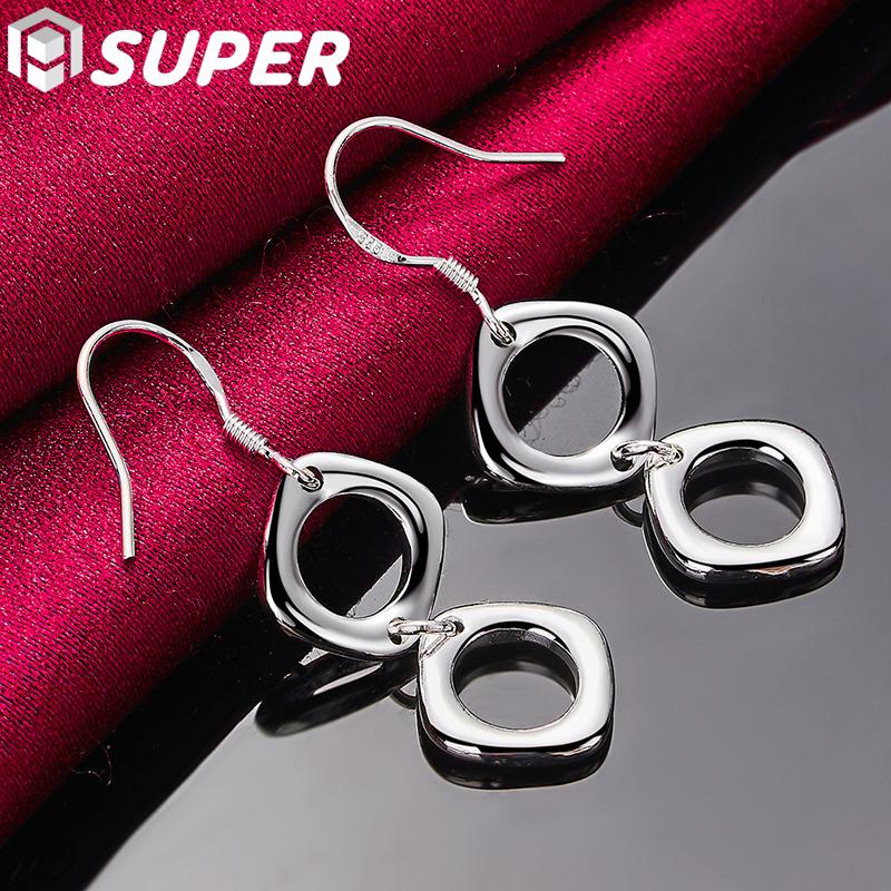 Серьги из стерлингового серебра 925 пробы с двухсторонним круглым отверстием, модные украшения