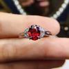 Elegant Oval Garnet Ring for Women - Unique Design Red Gemstone Wedding Ring
