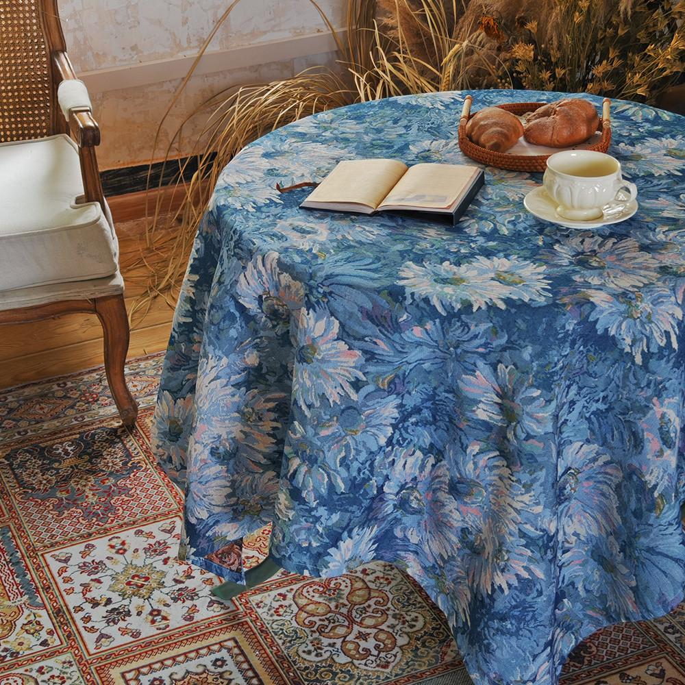 Monet Garden Vintage Oil Painting Jacquard Cotton Linen Tablecloth High-End Tv Cabinet Cover Towel Home Table Mat