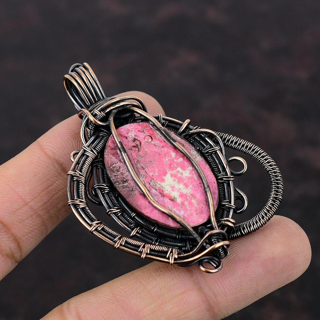 Thulite Pendant Copper Wire Wrapped Pendant Amazing Copper Jewelry Thulite Gemstone Jewelry Handmade Pendant Wire Wrap Jewelry Gift For Her