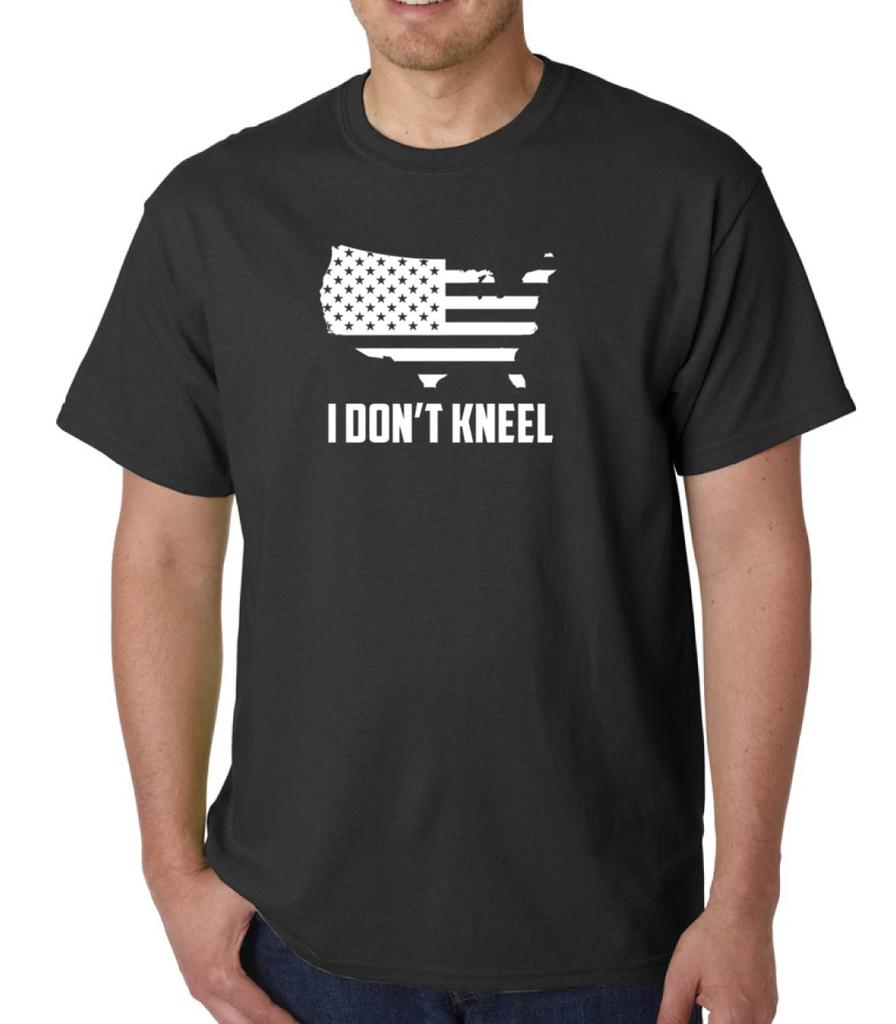 I Don't Kneel T-shirt US American Flag Patriotic Political T Shirt Short Sleeve