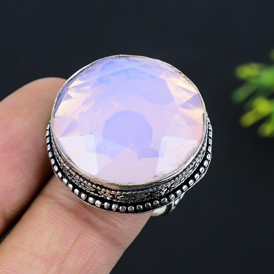 Milky Opal Gemstone 925 Sterling Silver Gift Jewelry Ring Size 8.5