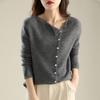Knitting Tops Women Long Sleeve Round Neck Casual Home Style Top Solid Color Single-Breasted Fitted