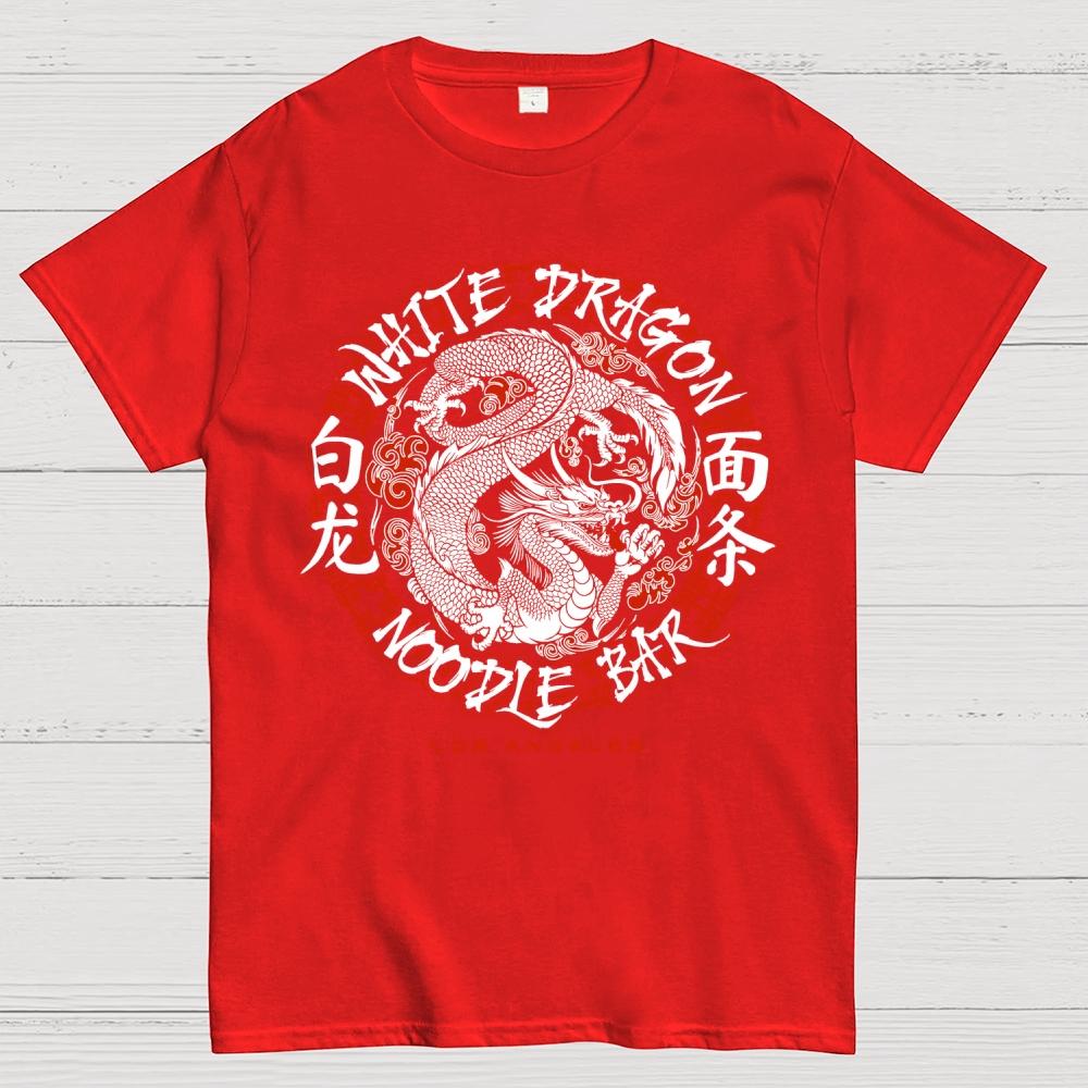 White Dragon Noodle Bar Oversized Cotton Summer Casual Cool Loose T-Shirt