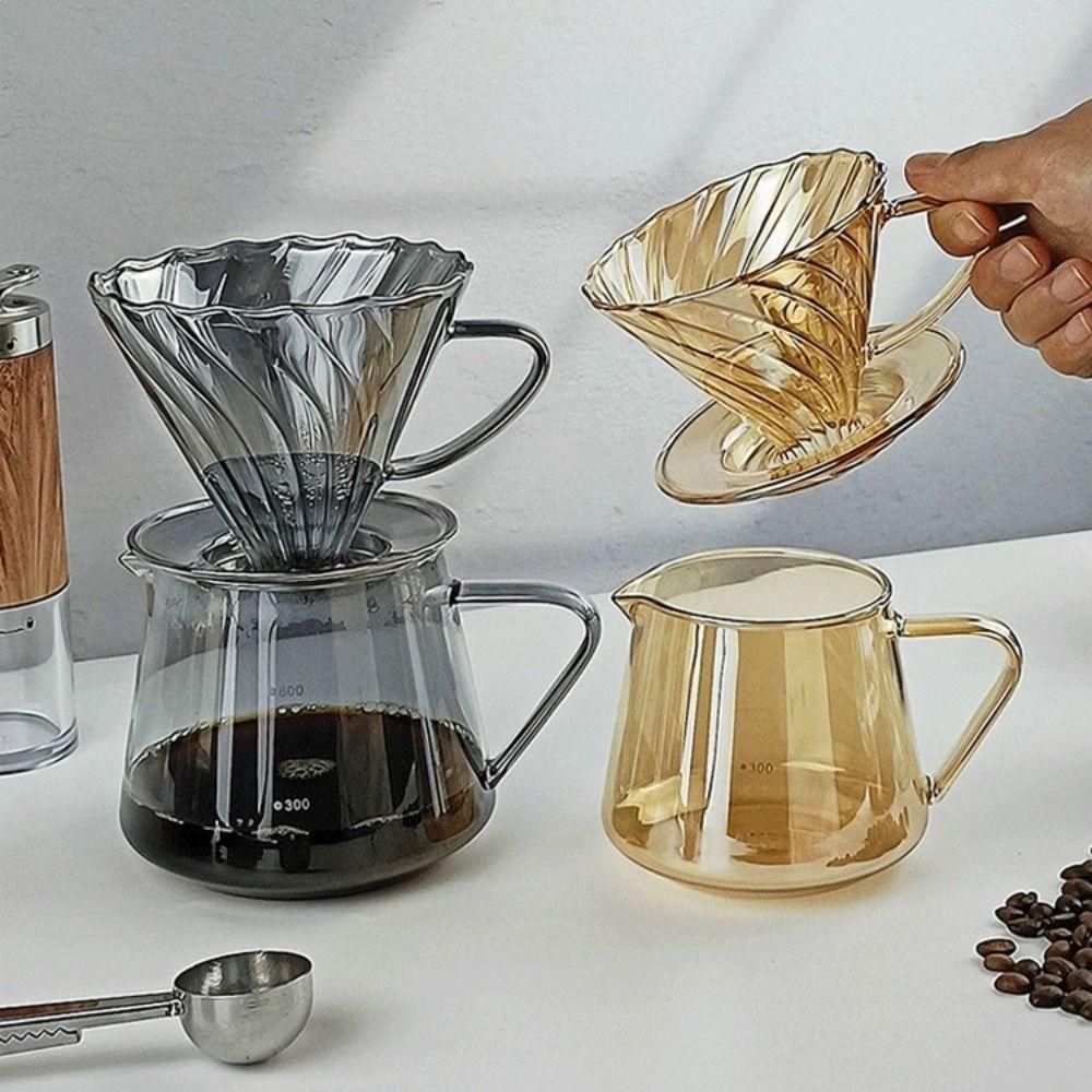 Glass Coffee Filter Pot 60 Degree Coffee Carafe Coffee Server V-shape Funnel  Pour Over Coffee