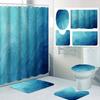 Набор 1/4 морской воды Занавески для ванной, Декор для сиденья унитаза, Шторка для душа с ковриком и крышкой для унитаза, 12 крючков 70,8x70,8 дюймов