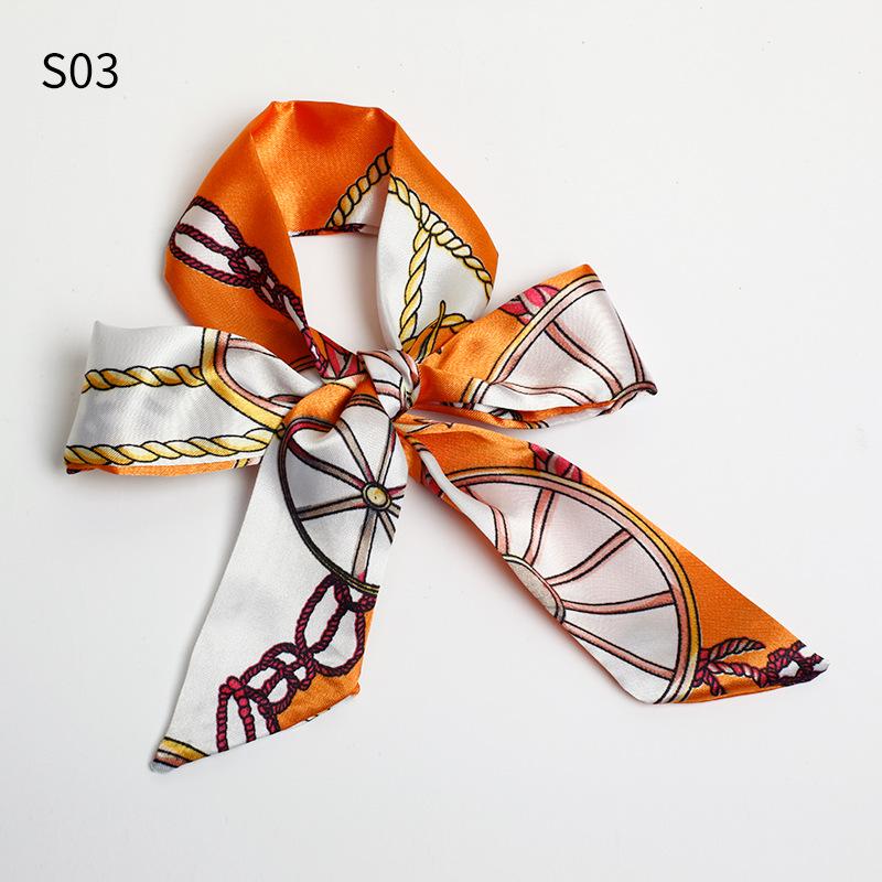 Good Ties Ribbon Small Scarves Silk Spring and Summer Long Scarves Girls Thin Narrow 4cm*85cm Hair Band Bundled