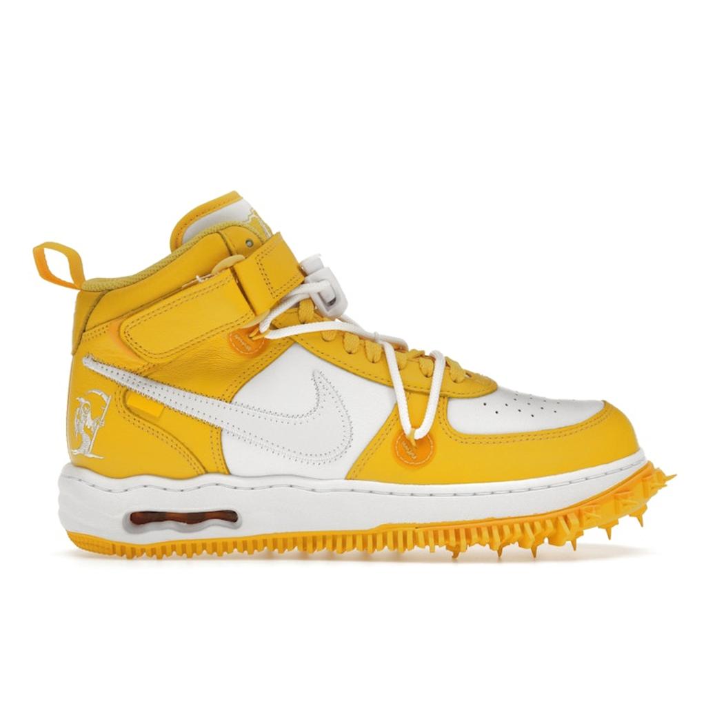 Off-White X Nike Air Force 1 Mid SP Leather Varsity Maize Unisex Sneakers Yellow DR0500-101