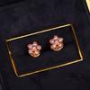 New Hot Brand Vintage Earrings for Women Luxury Jewelry Fashion Diamond Pink Flower Designer Eardrop 925 Sliver Stud Earrings