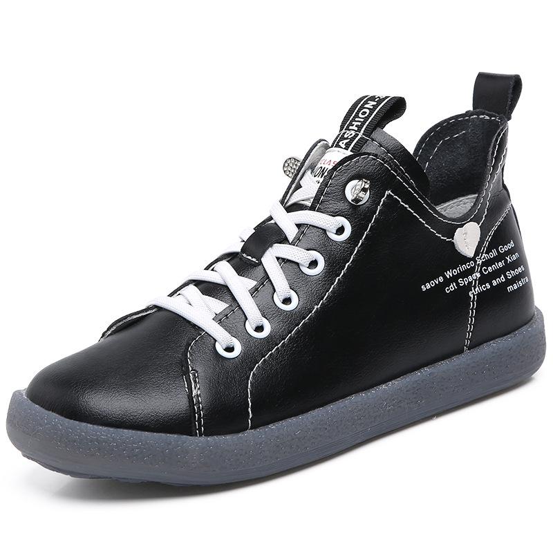 Новые женские кроссовки из натуральной кожи, весенние повседневные туфли с высоким берцем, осенние туфли из коровьей кожи с высоким берцем из вулканизированной кожи