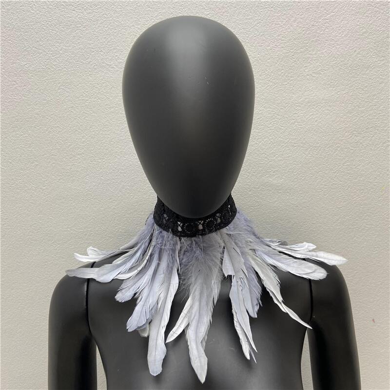 32 см Роскошный панк-перо чокер кружевное перо ожерелье готический перо шарф