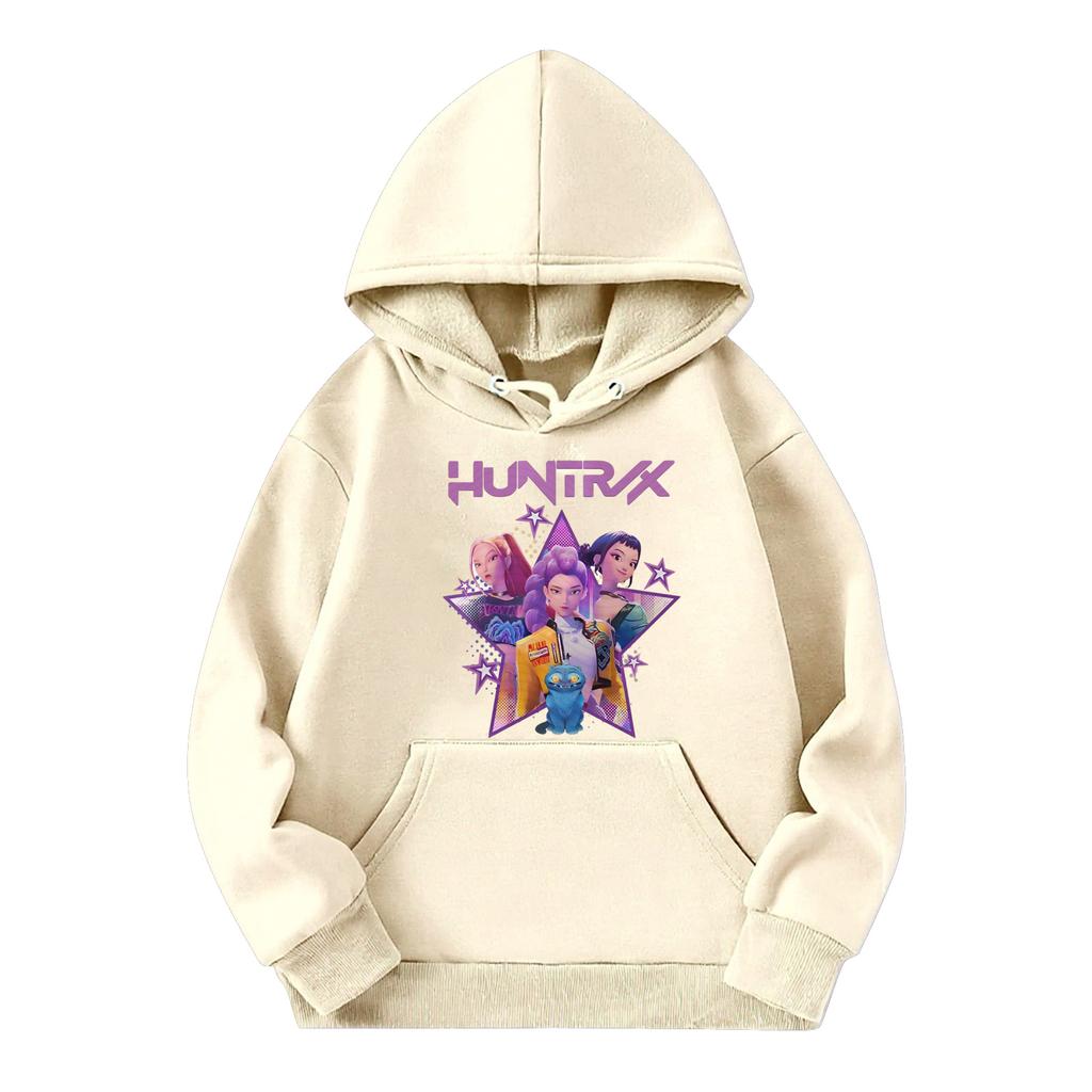 Детский повседневный пуловер с круглым вырезом и принтом, с длинными рукавами и капюшоном