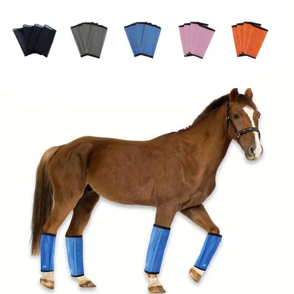 4pcs Adjustable Fly Boots for Horses Stay Up Not Sag Horse Leggings for Preventing Flies