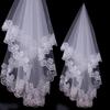 Champagne Lace Bridal Veil and Headpiece for Wedding or Evening Gown