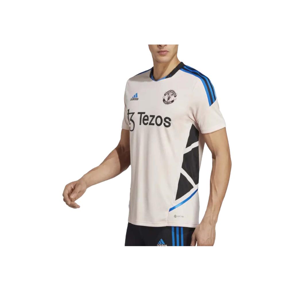 Adidas Футболка для тренировок с коротким рукавом и принтом логотипа Manchester United Player Edition, спортивная, унисекс, топ, цвет ледяной розовый HT4285