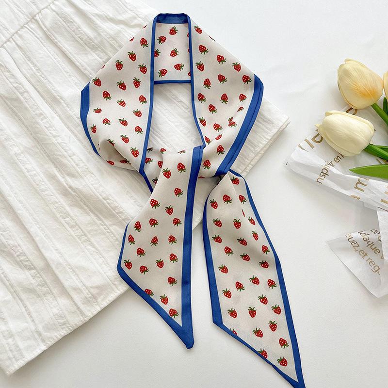 Long Silk Scarf, High-end New Versatile Hair Tie Streamer, Atmosphere Ribbon, Spring and Summer Decorative Scarf, Tied Bag Streamer