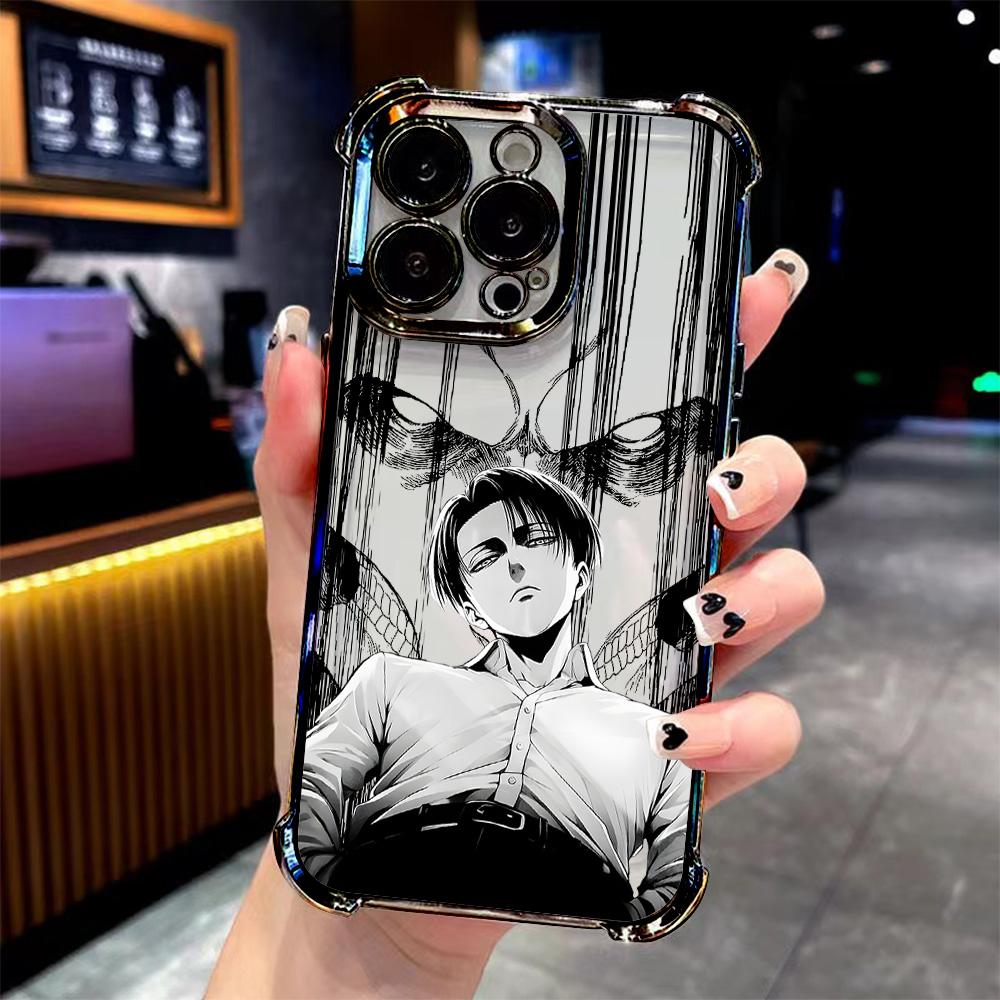 Чехол для телефона в стиле аниме Attack on Titan Для iPhone 17 16 15 14 13 12 11 Pro Max X XR XSMax Mini Air Plus Защита от падения Подушка безопасности Атака титанов Леви Покрытие