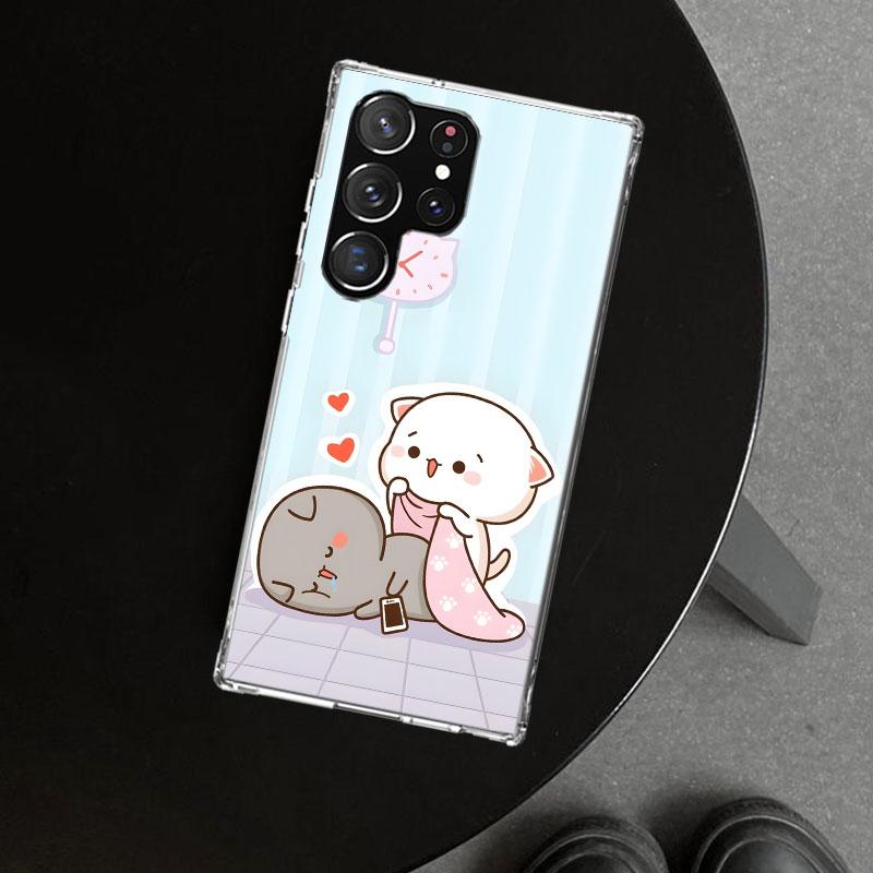Милый чехол-накладка с персиком и котиком Гома для Samsung Galaxy S26 S25 Edge S24 S23 Ultra S22 Plus S21 FE S20 + Художественный Индивидуальный Fundas G