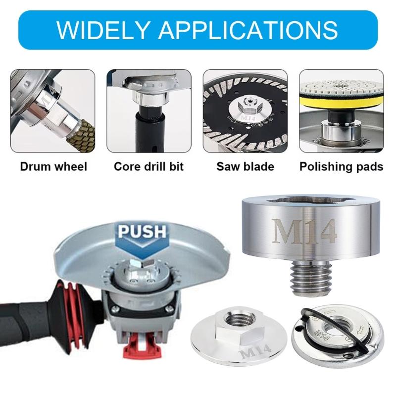 Адаптер для угловой шлифмашины с быстрой сменой дисков, стальные валы M14 с фланцевой гайкой, зажимная пластина для X-Lock