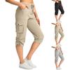 Women Elastic High Waist  Casual Active Fit Wide Capris Leg Pants Yoga Leggings Soft Gym With Pockets