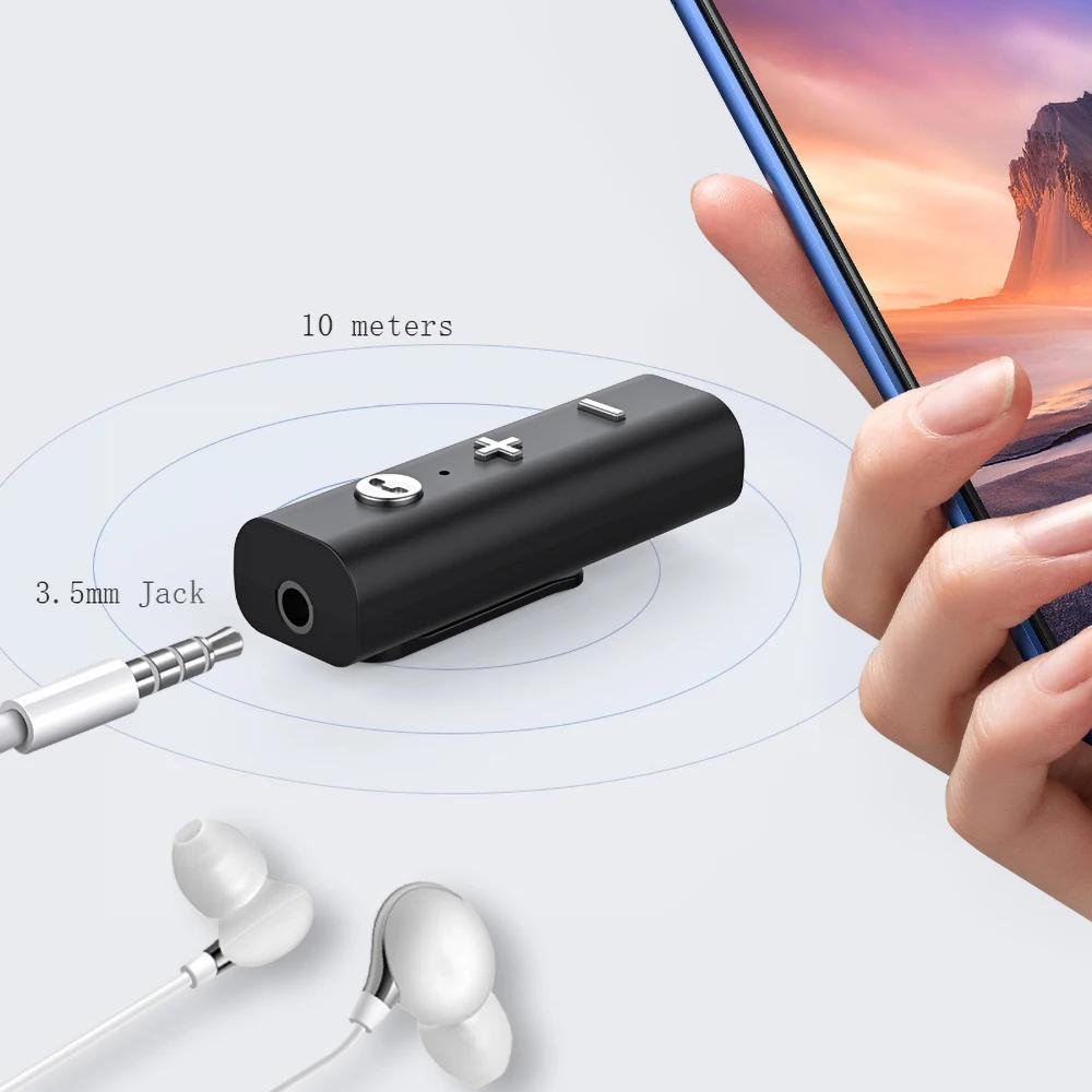 Bluetooth 5.0 Аудио Приемник 3.5мм AUX Стерео Музыка Беспроводной Адаптер с HD Микрофоном Громкая Связь для Автомобильного Комплекта Динамика Наушников